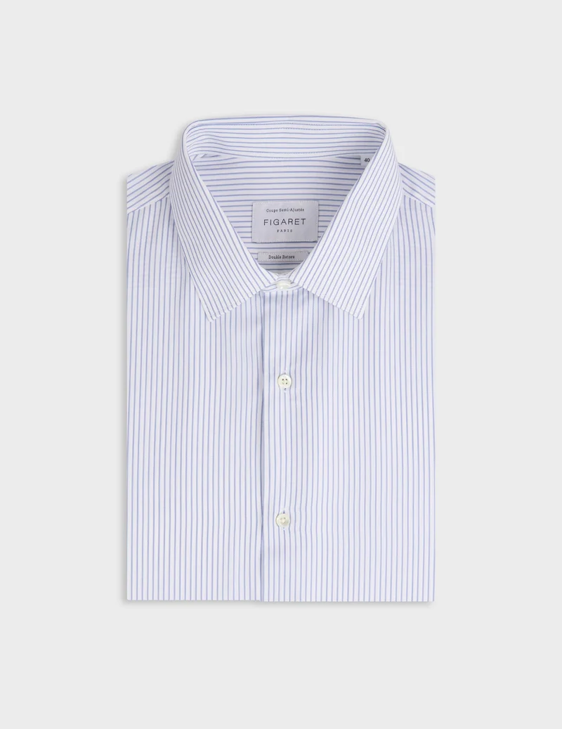 Chemise semi-ajustée rayée bleue