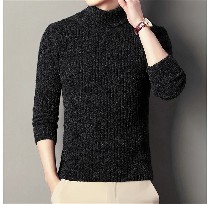 Herren Rollkragen Pullover Sweatshirt Pulli Zipper Sweater Shirt Langarmshirt