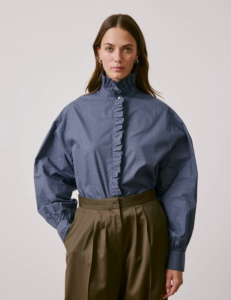 Chemise Greta à carreaux bleus