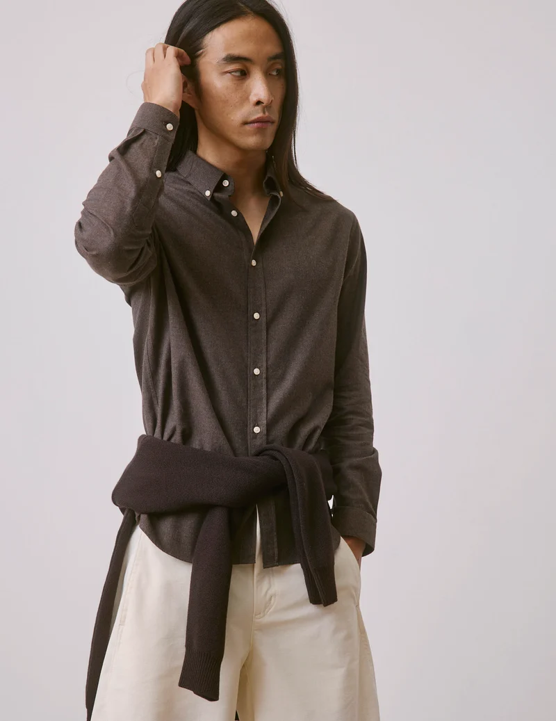 Chemise Gaspard en flanelle marron