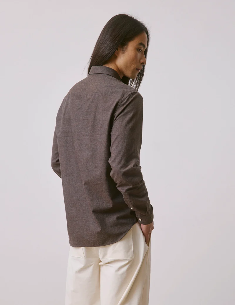 Chemise Gaspard en flanelle marron