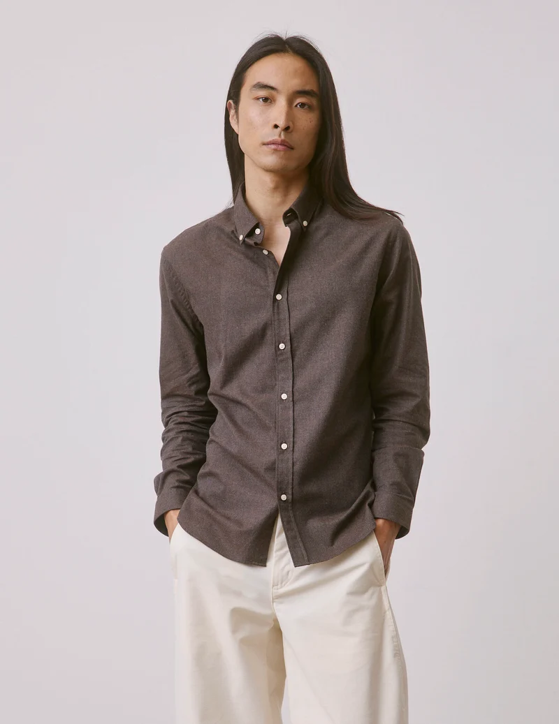 Chemise Gaspard en flanelle marron
