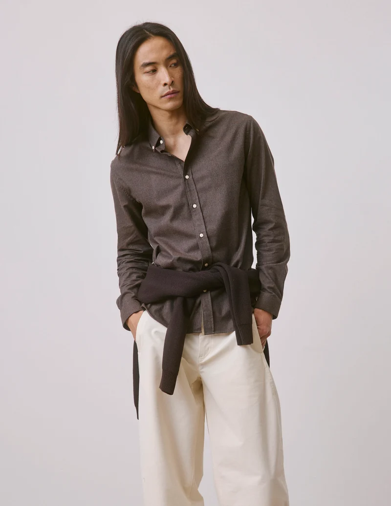 Chemise Gaspard en flanelle marron
