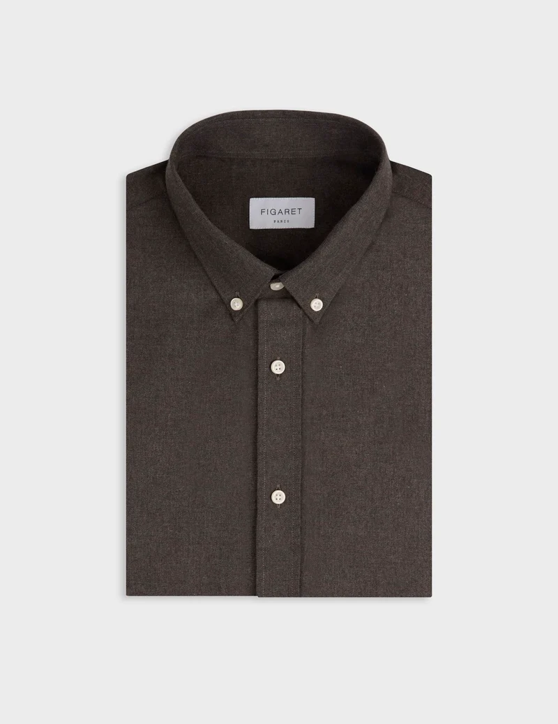 Chemise Gaspard en flanelle marron
