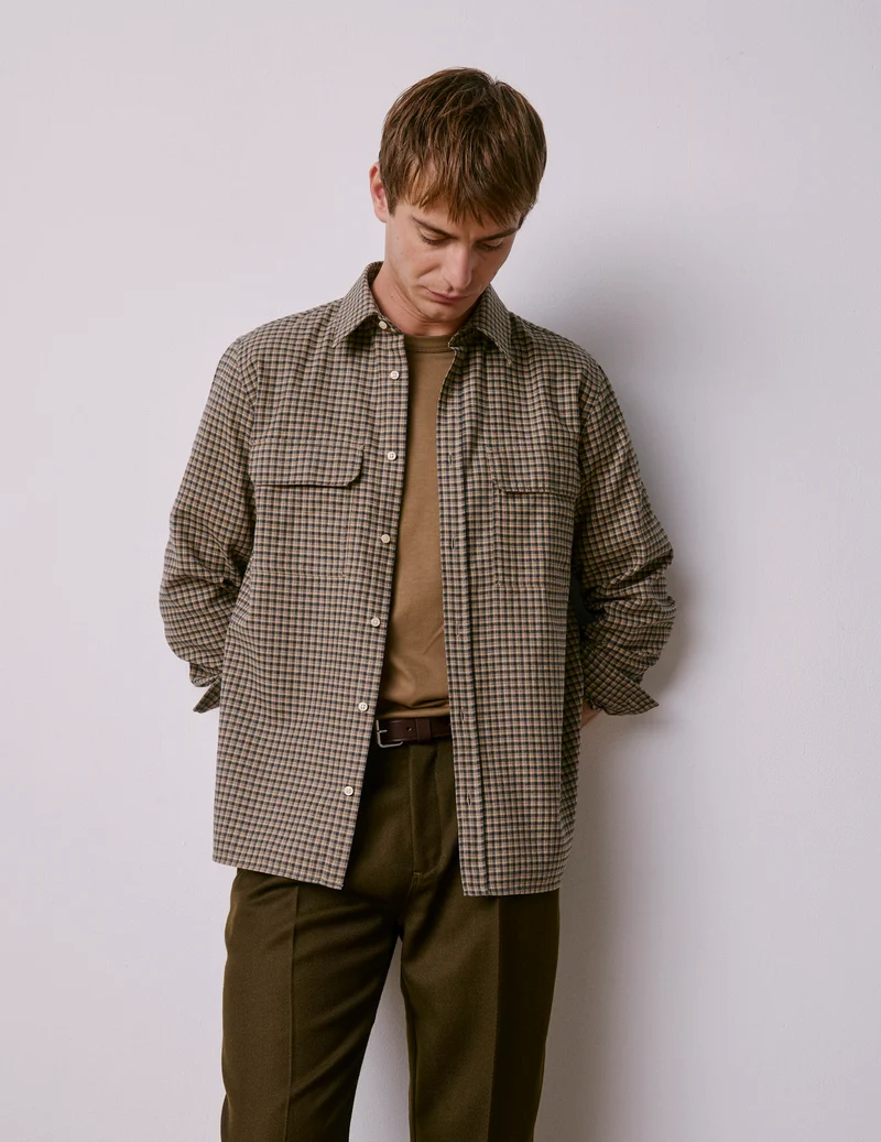 Chemise Florian en flanelle à carreaux beige