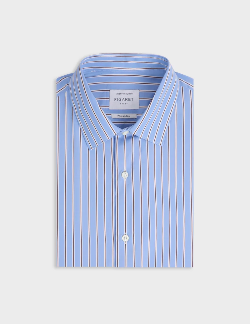 Chemise semi-ajustée bleue rayée