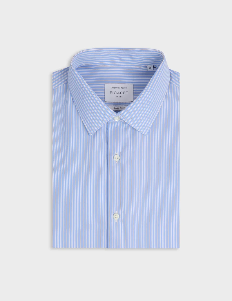 Chemise semi-ajustée rayée bleue