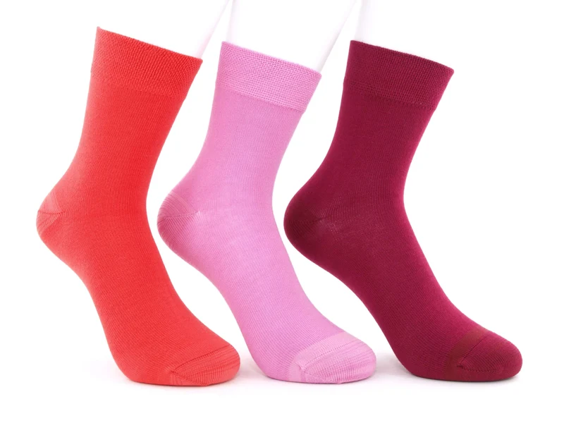 3 Paar Kindersocken "Bambus" rosa & rot