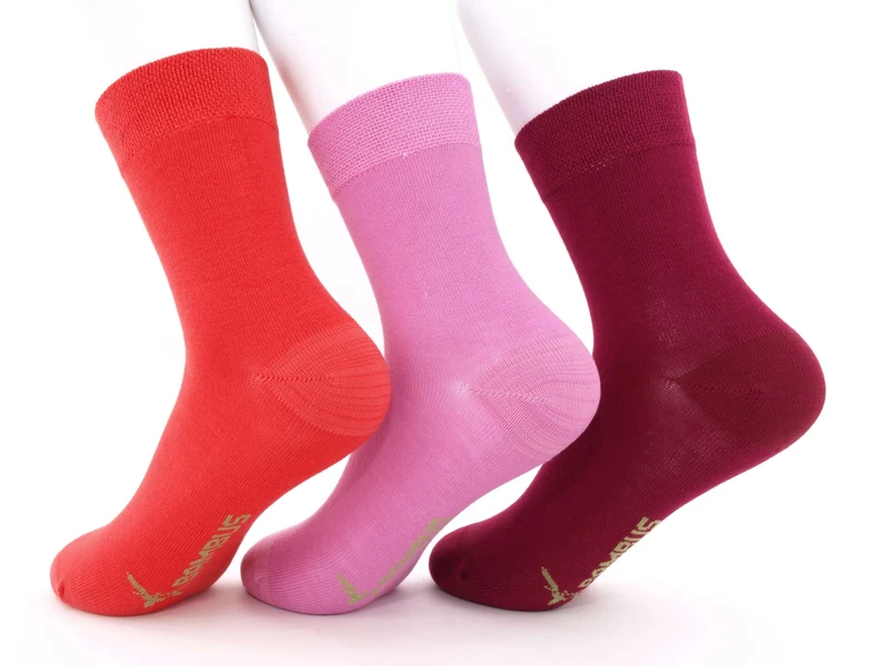 3 Paar Kindersocken "Bambus" rosa & rot