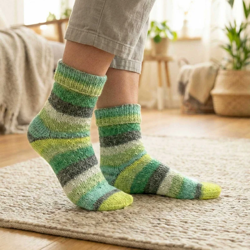 Anleitung: Aktion Grüne Socke: Damensöckchen mit Hebemaschen