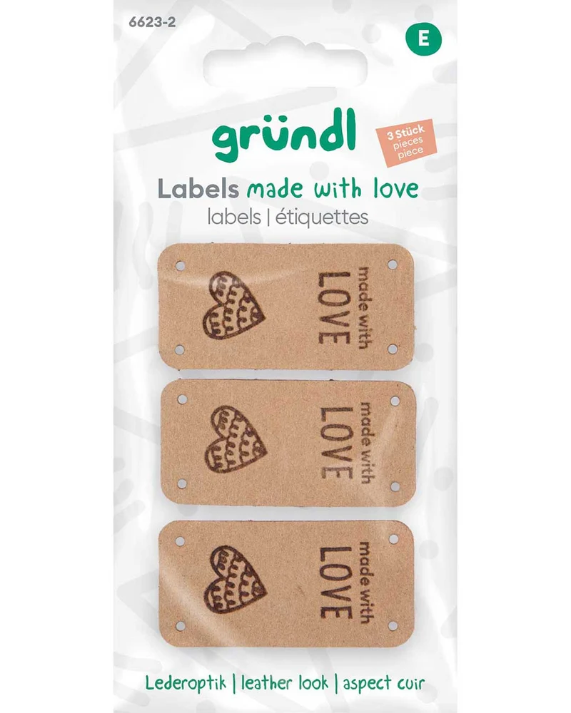 Labels in Lederoptik - braun