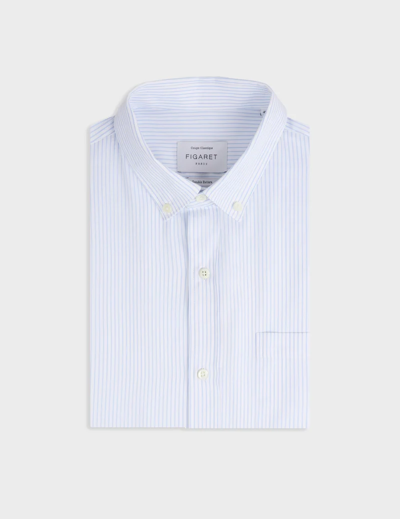 Chemise classique rayée bleu clair