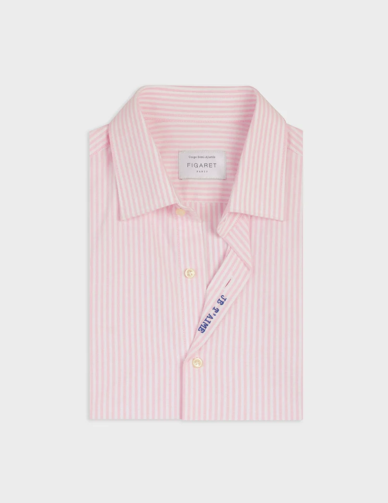 Chemise mixte "Je t'aime" rayée rose