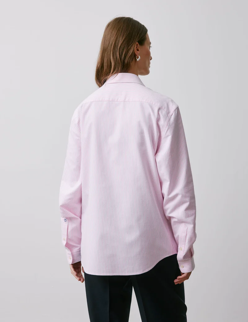 Chemise mixte "Je t'aime" rayée rose