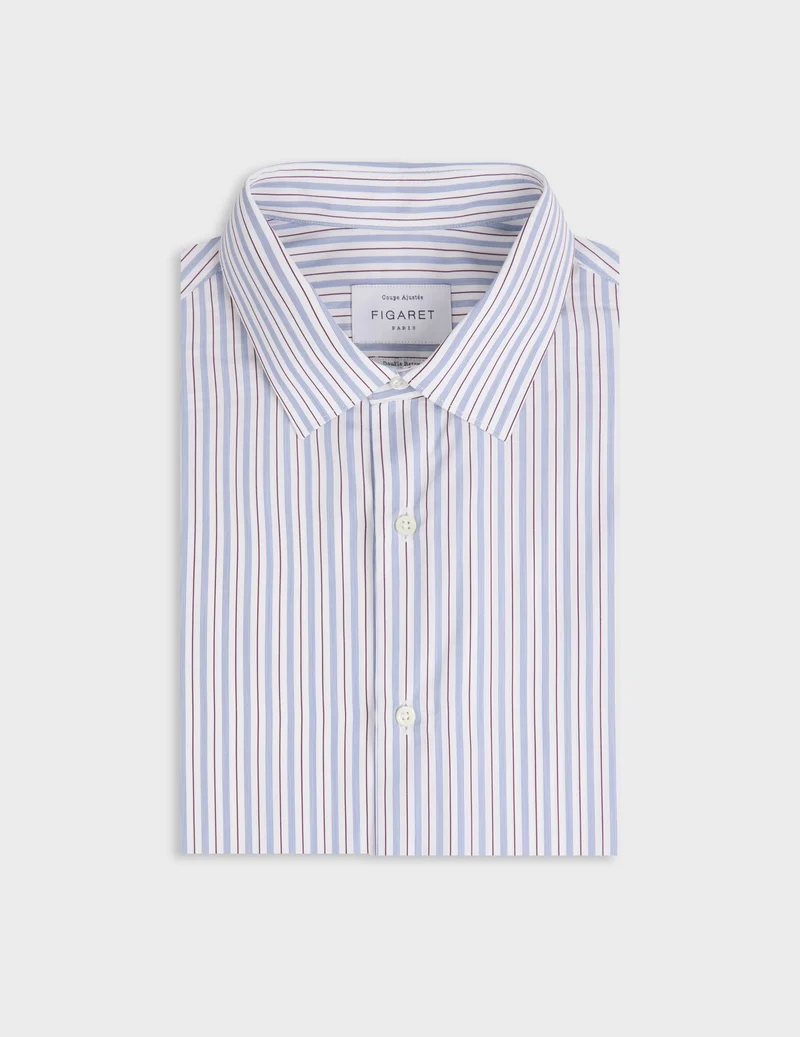 Chemise ajustée rayée bleue
