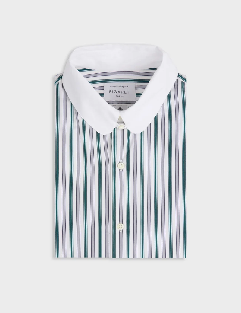 Chemise semi-ajustée rayée verte
