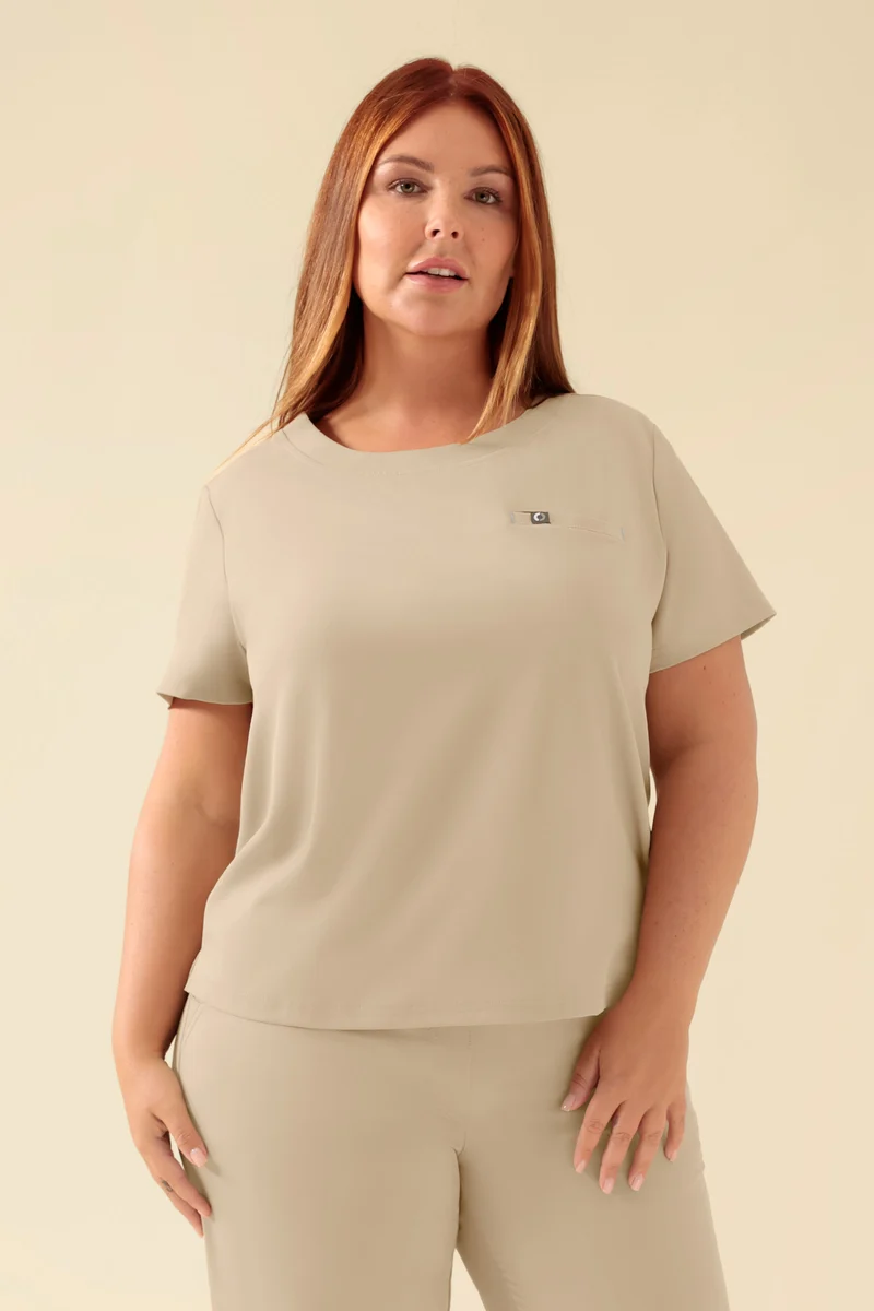 KAERE Shirt Damen - Rundhalsausschnitt sand