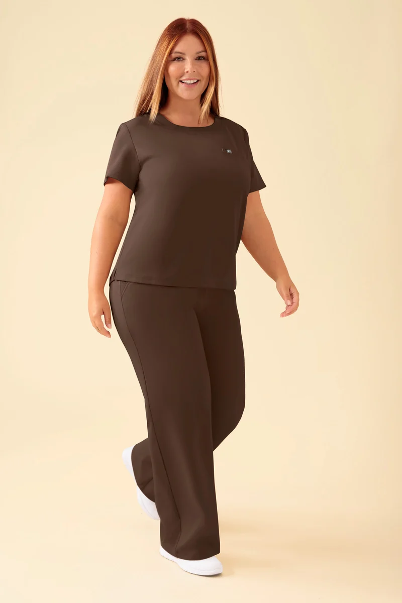 KAERE Shirt Damen - Rundhalsausschnitt coffee