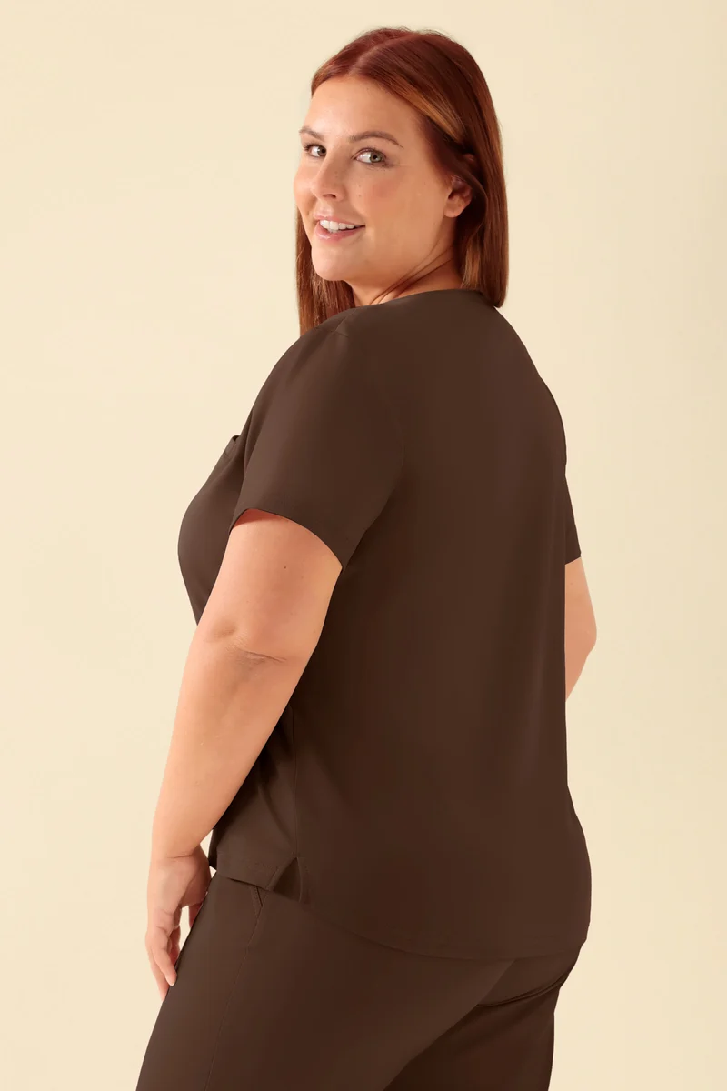 KAERE Shirt Damen - Rundhalsausschnitt coffee