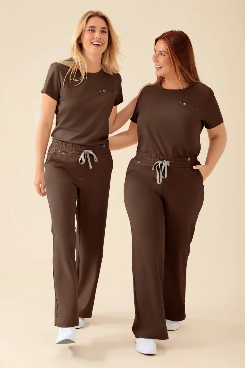 KAERE Shirt Damen - Rundhalsausschnitt coffee