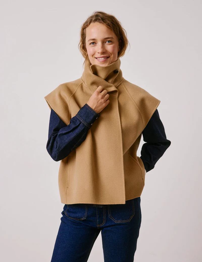 Veste Neyla en laine double face beige