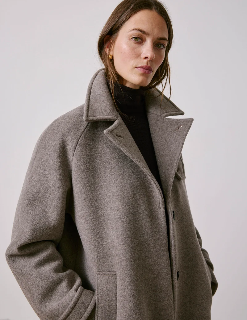 Manteau Marielle en laine taupe