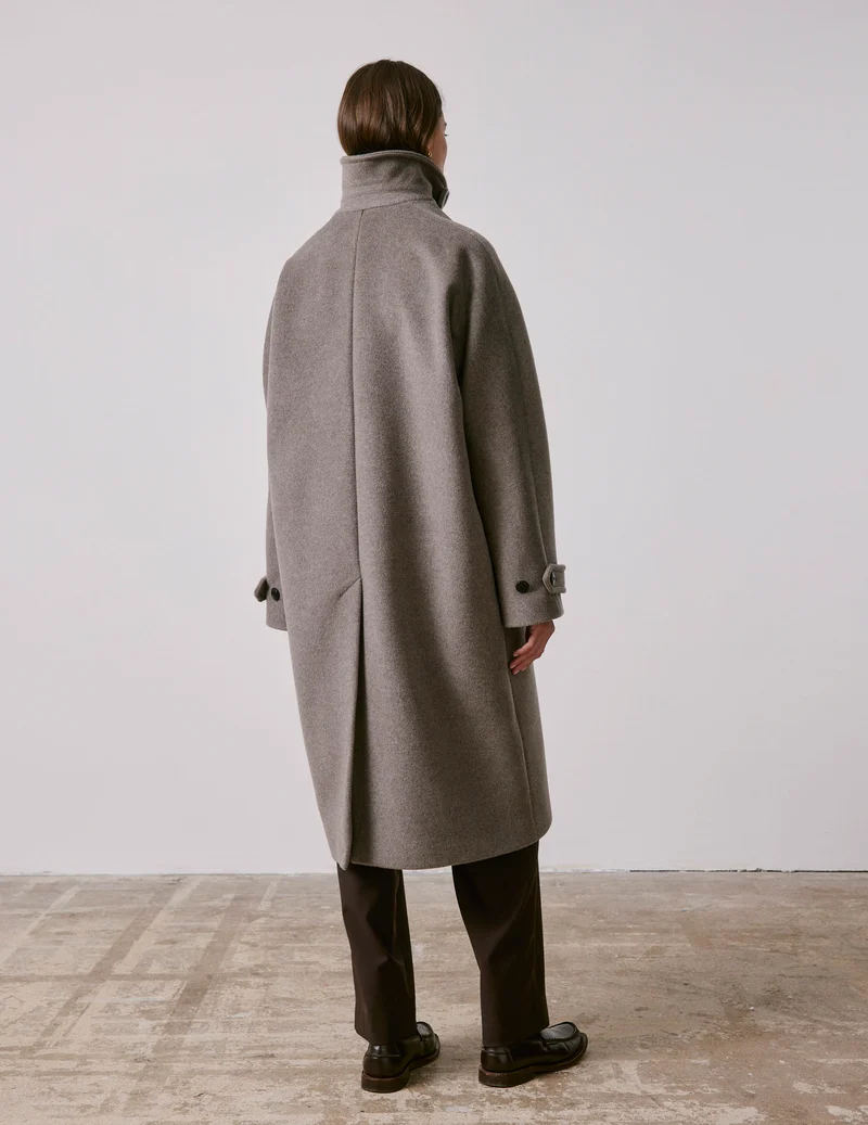 Manteau Marielle en laine taupe