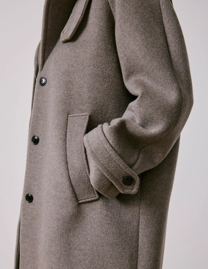 Manteau Marielle en laine taupe