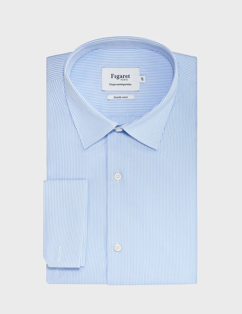 Chemise Semi-ajustée rayée bleue
