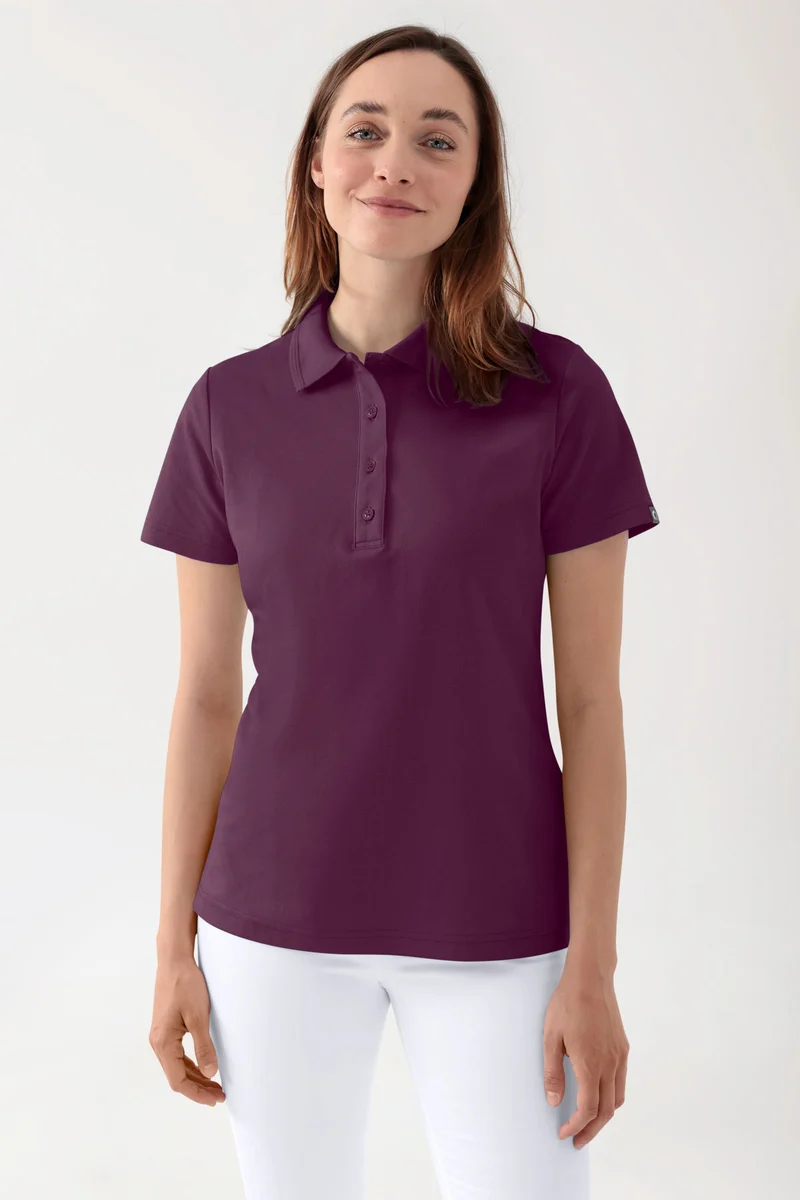 COMFY FLEX Stretch Shirt Damen - Polokragen pflaume