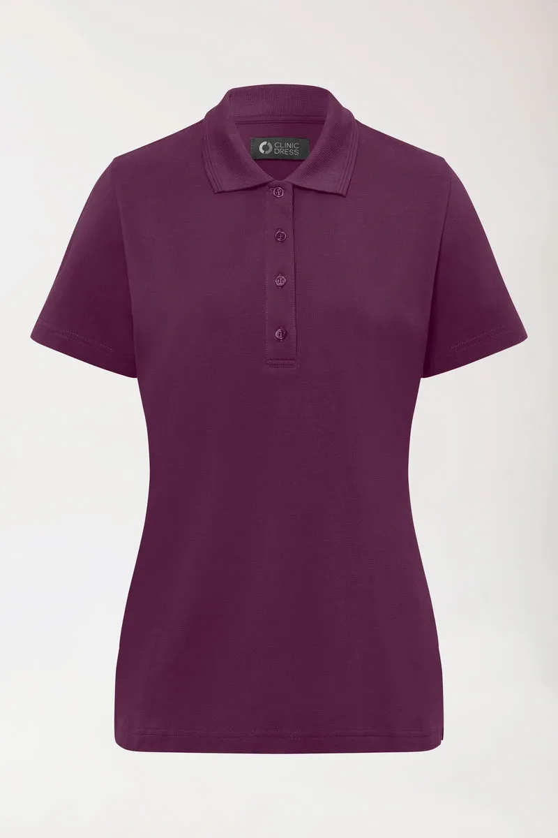 COMFY FLEX Stretch Shirt Damen - Polokragen pflaume