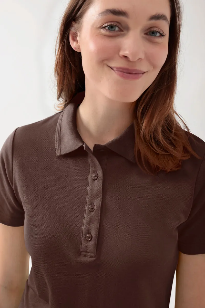 COMFY FLEX Stretch Shirt Damen - Polokragen coffee