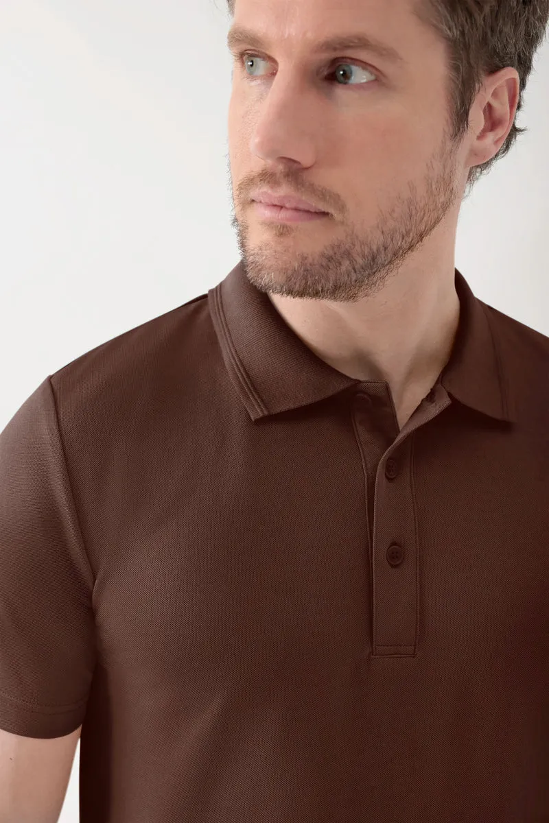 COMFY FLEX Stretch Shirt Herren - Polokragen coffee