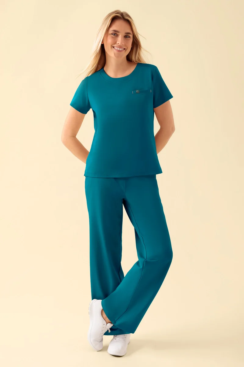 KAERE Shirt Damen - Rundhalsausschnitt petrol