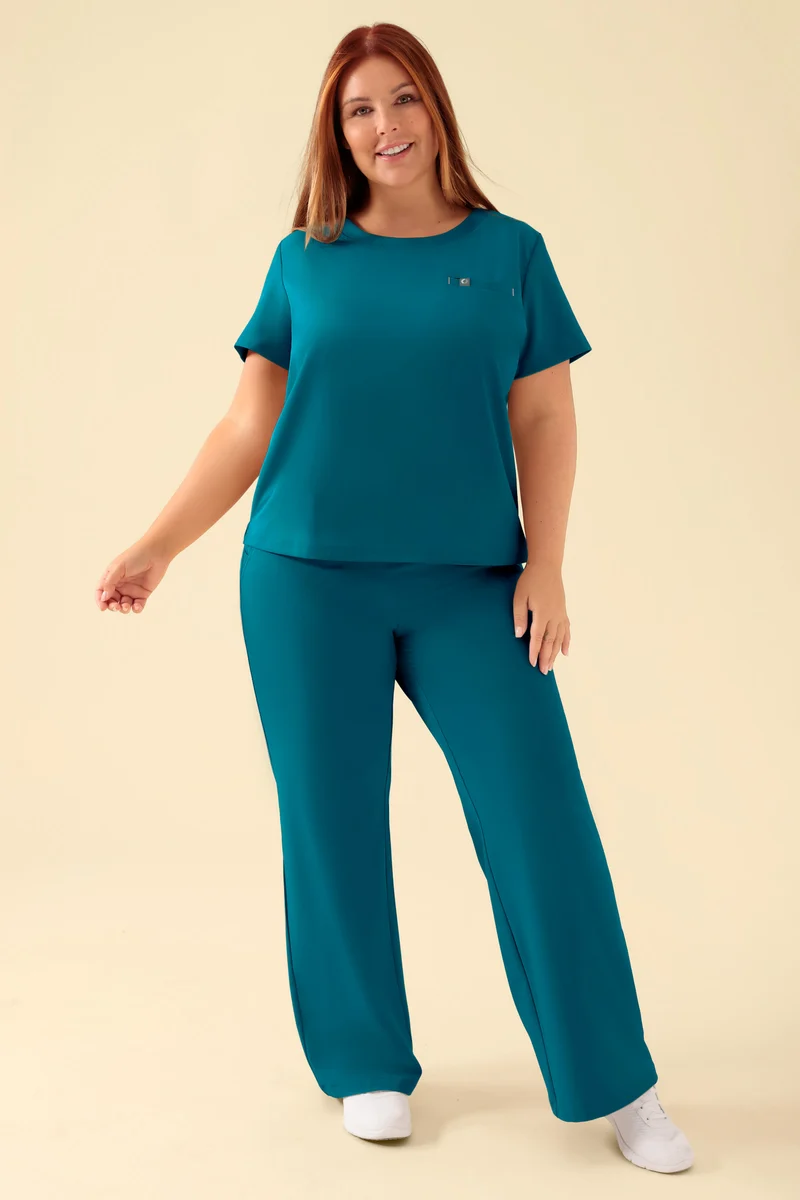KAERE Shirt Damen - Rundhalsausschnitt petrol