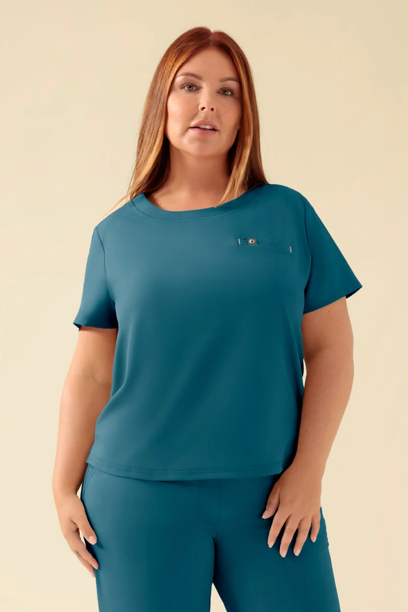KAERE Shirt Damen - Rundhalsausschnitt petrol