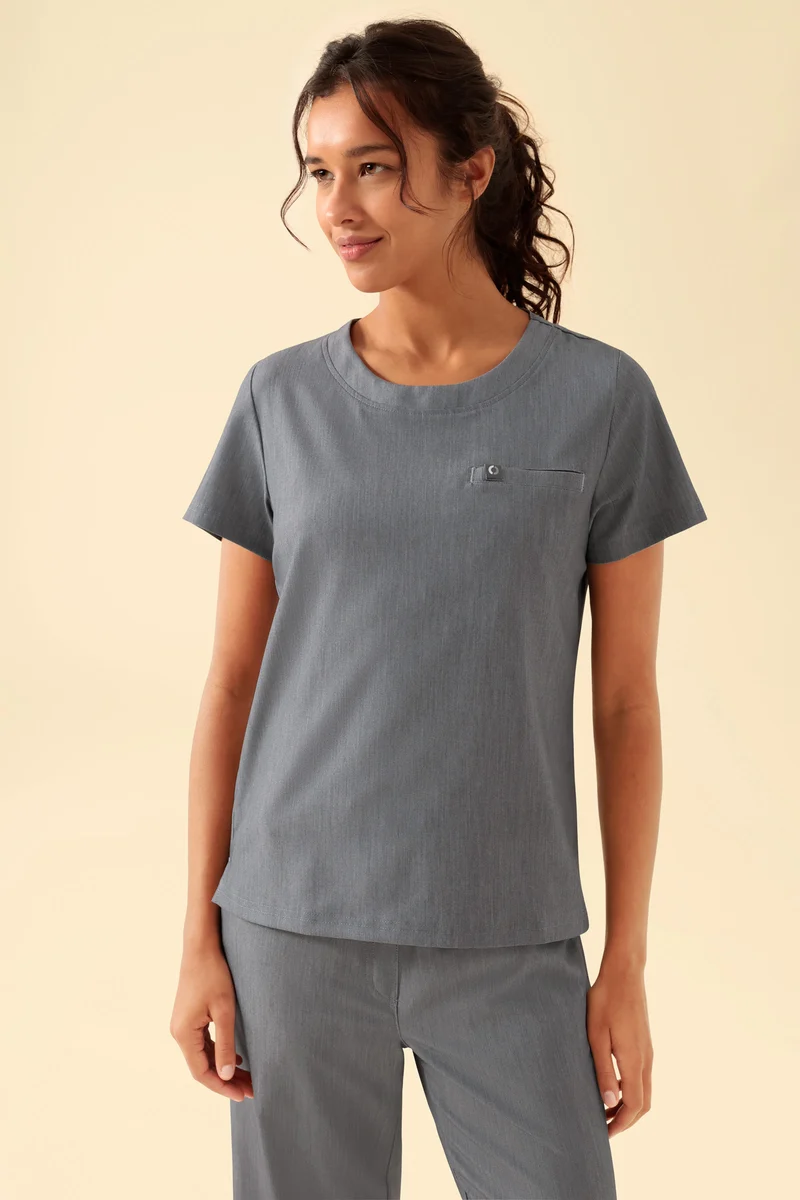 KAERE Shirt Damen - Rundhalsausschnitt grau melange