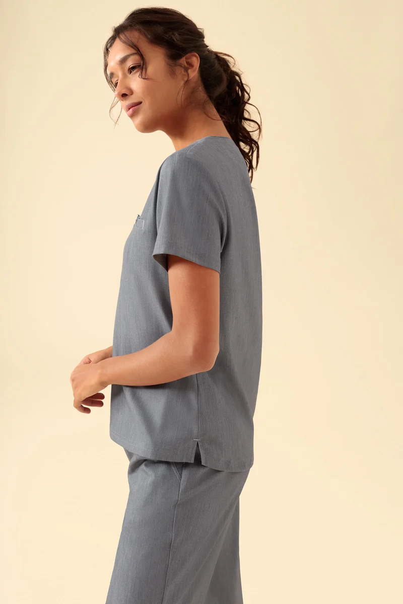 KAERE Shirt Damen - Rundhalsausschnitt grau melange