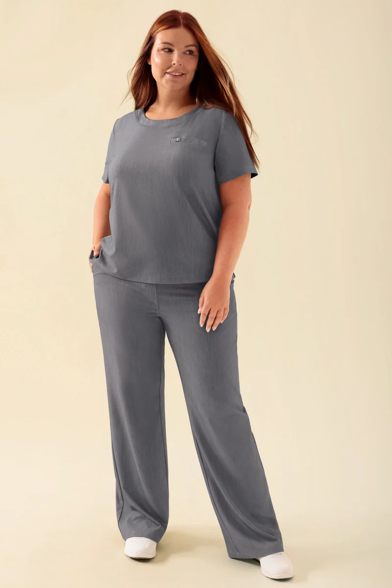 KAERE Shirt Damen - Rundhalsausschnitt grau melange