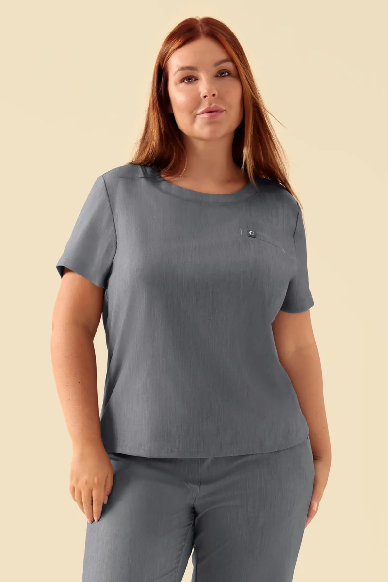 KAERE Shirt Damen - Rundhalsausschnitt grau melange