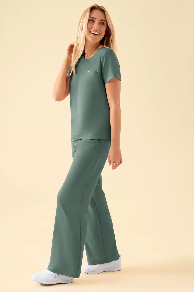 KAERE Shirt Damen - Rundhalsausschnitt dunkelgrün
