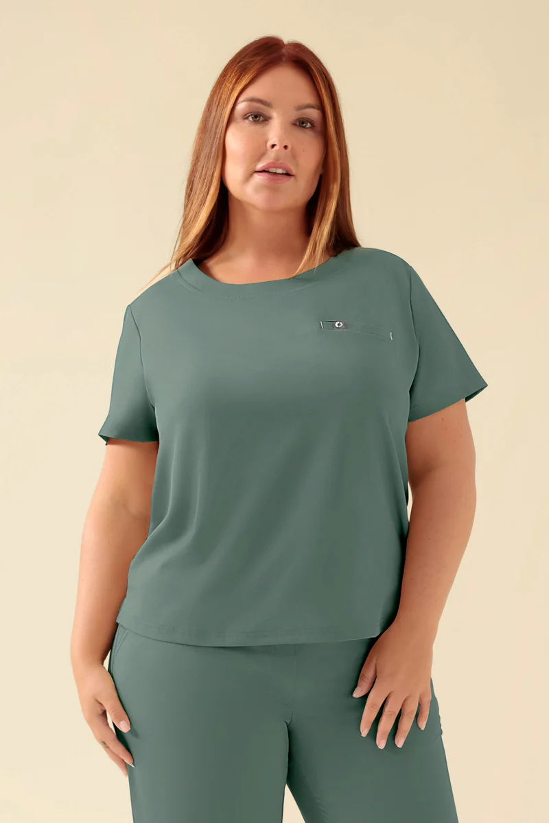 KAERE Shirt Damen - Rundhalsausschnitt dunkelgrün