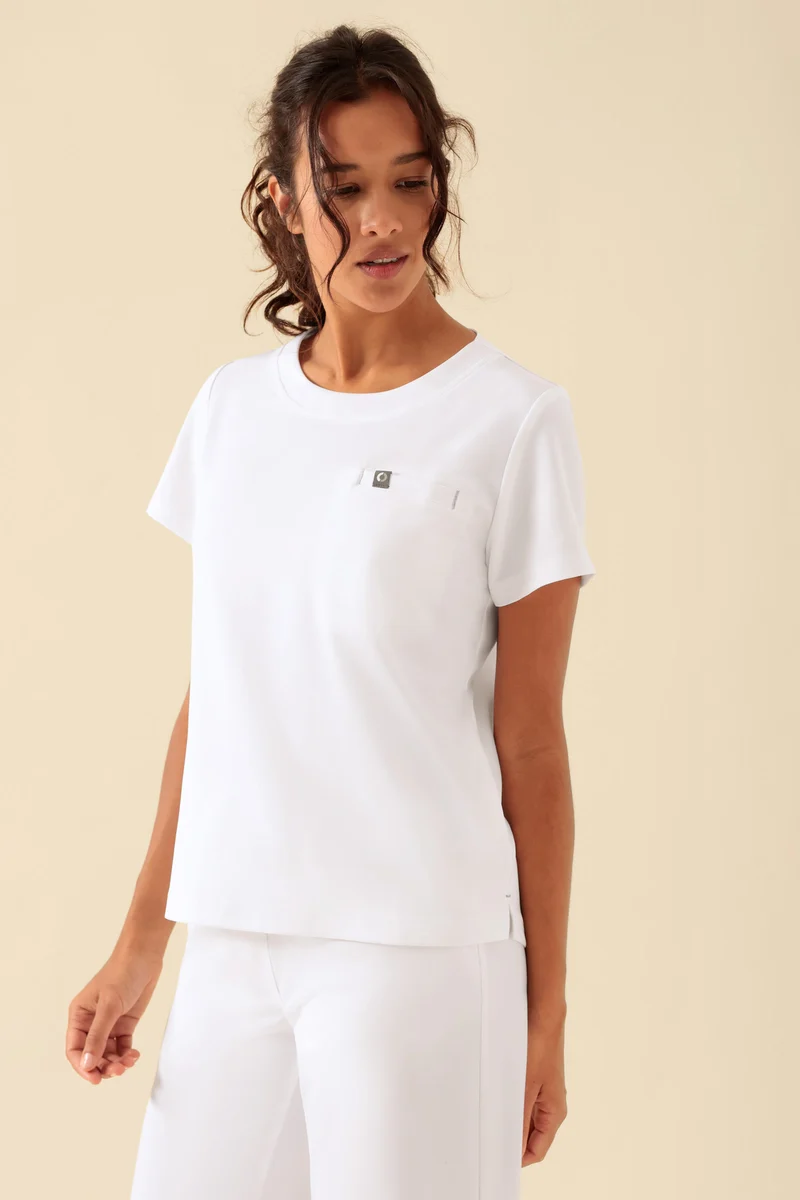 KAERE Shirt Damen - Rundhalsausschnitt weiß