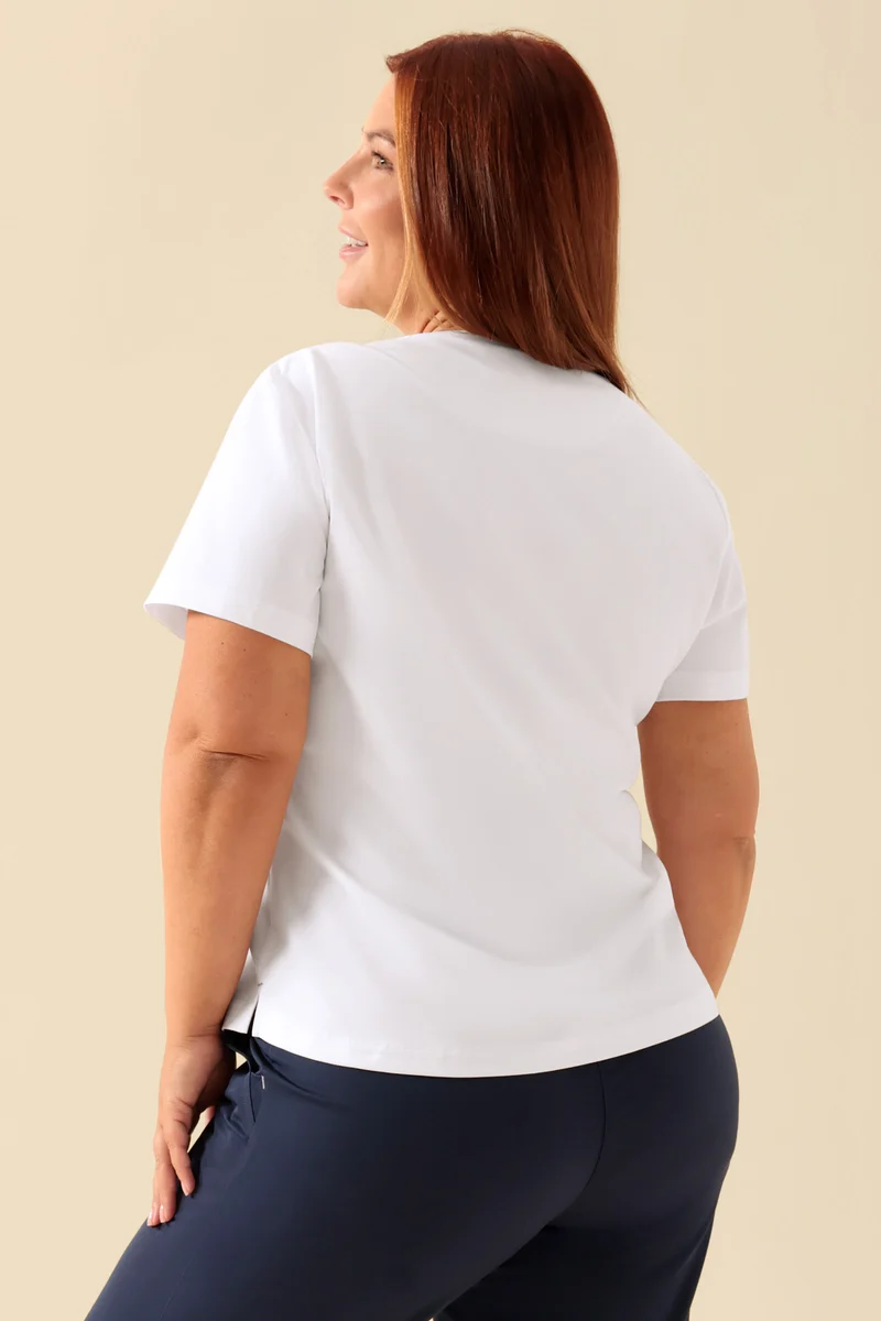 KAERE Shirt Damen - Rundhalsausschnitt weiß