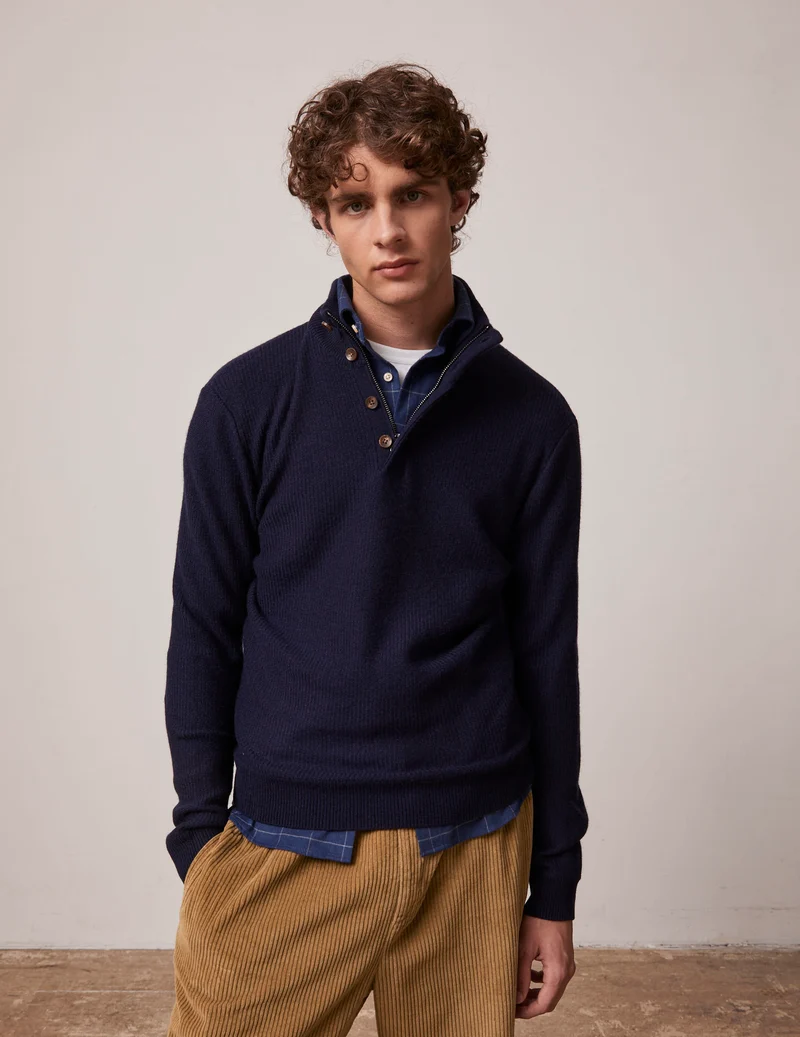 Pull Chris en cachemire et laine marine