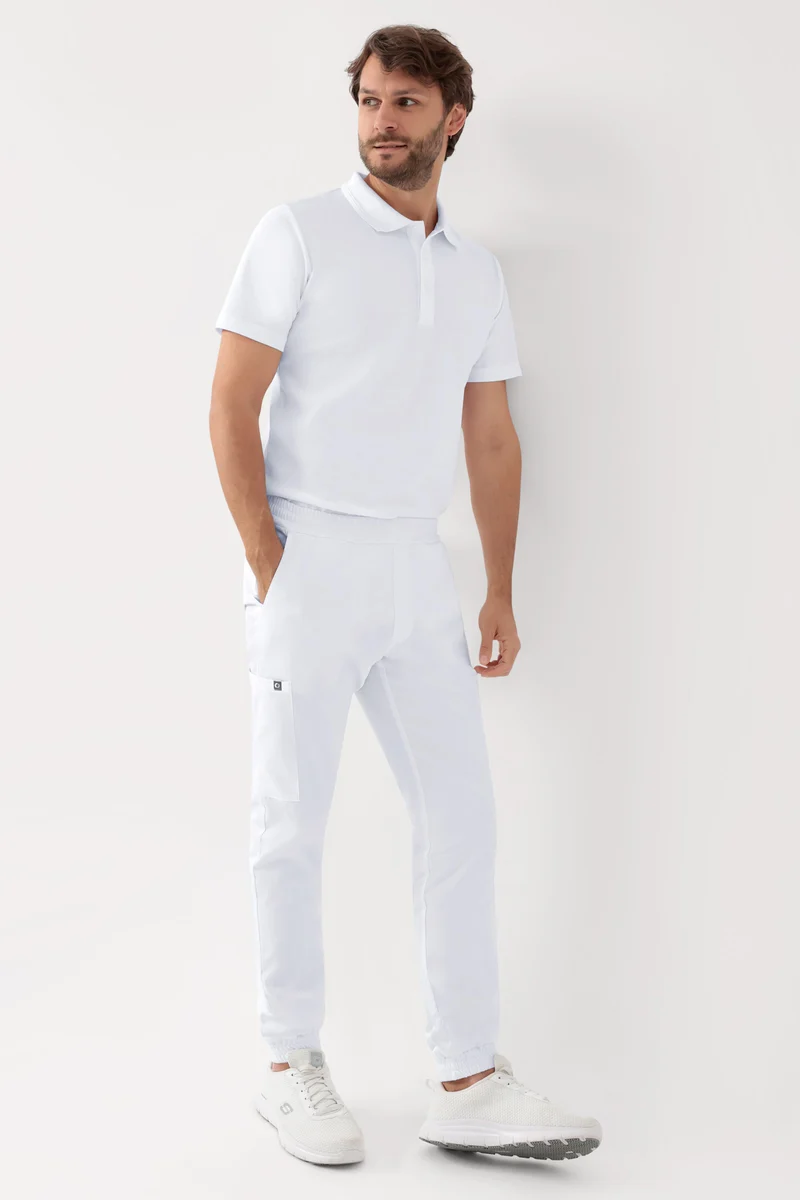 GREEN Stretch Hose Herren - Jogpants Style weiß