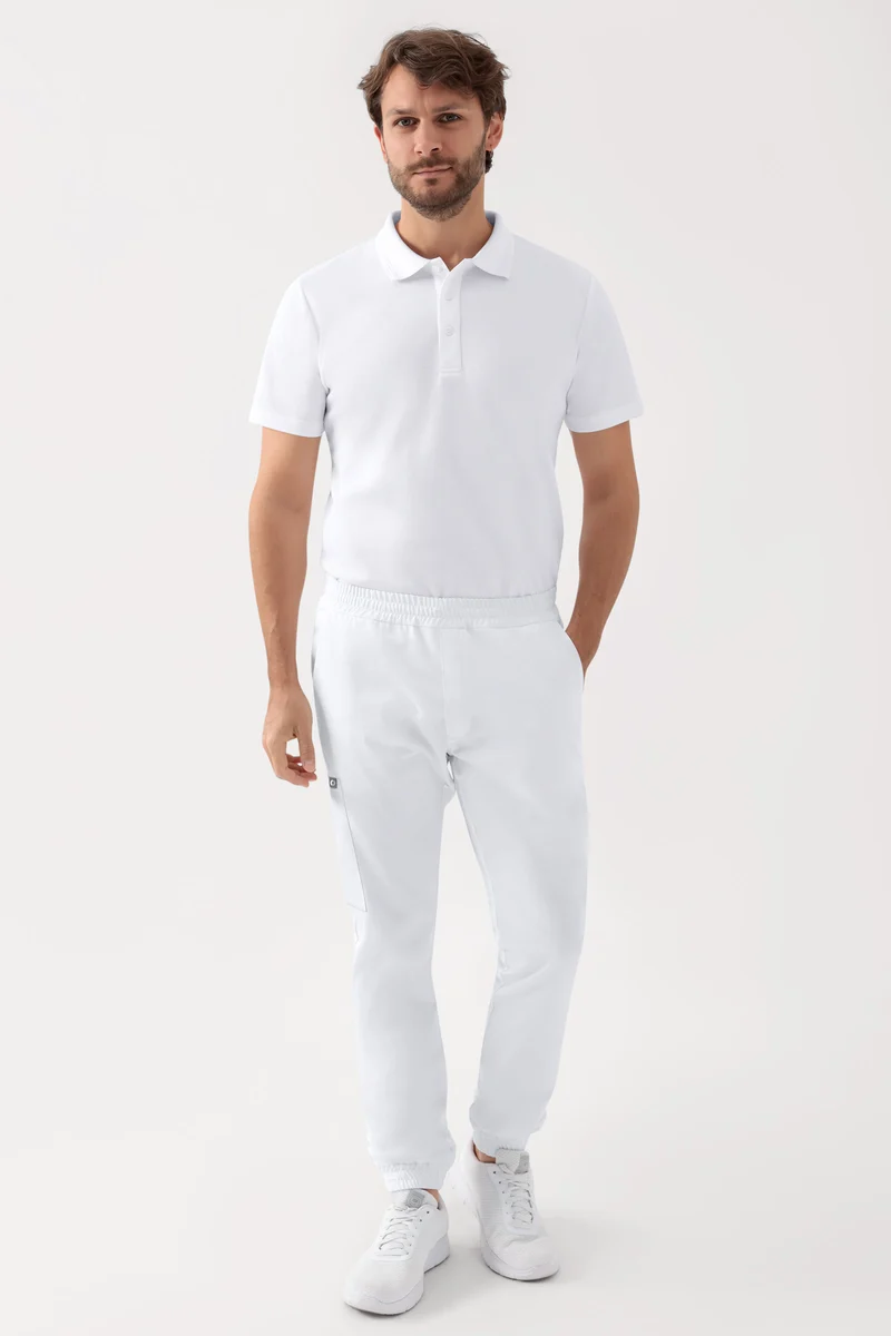 GREEN Stretch Hose Herren - Jogpants Style weiß