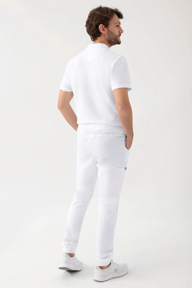 GREEN Stretch Hose Herren - Jogpants Style weiß
