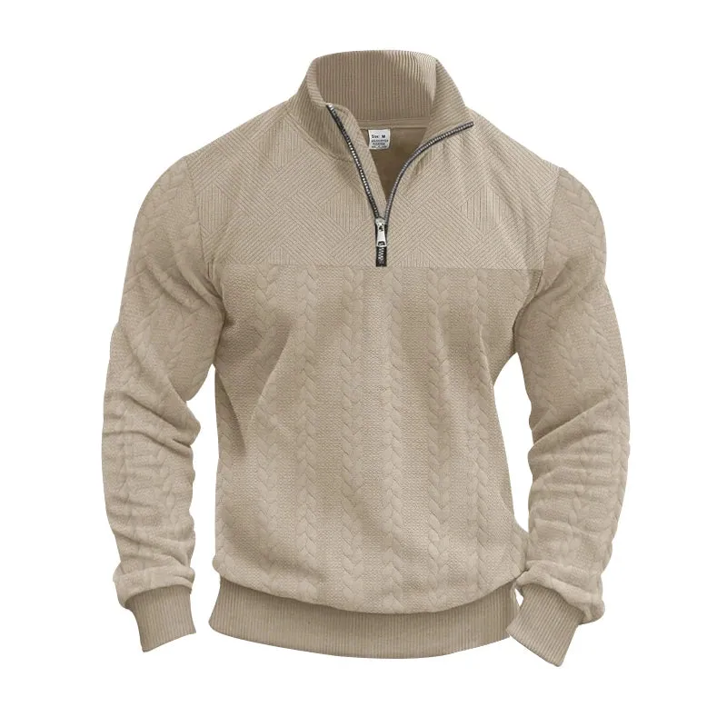 Herren Pullover Sweatshirt Troyer Pulli Sweater Stehkragen Zipper Langarmpulli