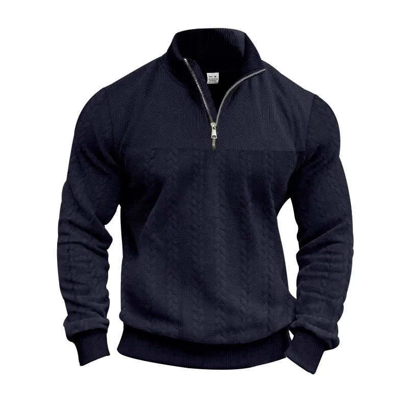 Herren Pullover Sweatshirt Troyer Pulli Sweater Stehkragen Zipper Langarmpulli